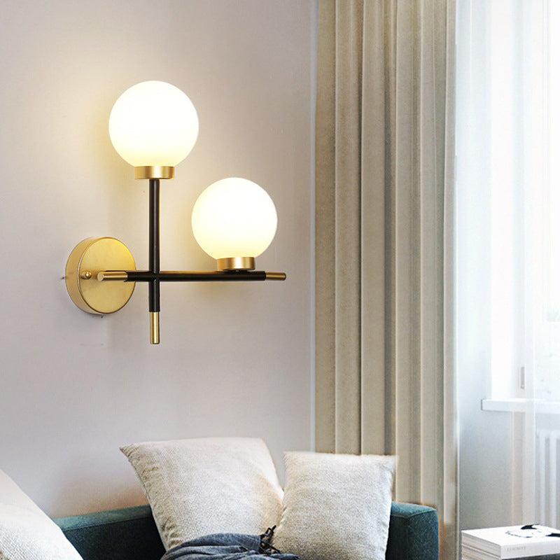 Zeitgenössische Einfachheit Eisen Magic Bean Molekularglas 2-Licht Wandleuchte Lampe für Wohnzimmer 