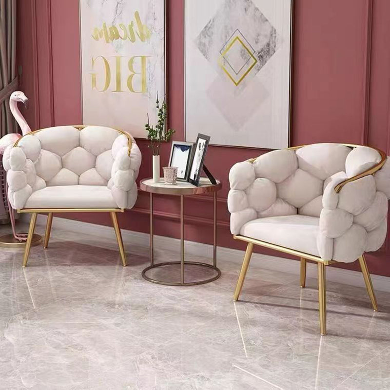 Taburete de tocador contemporáneo, creativo, medio redondo, de terciopelo con burbujas y respaldo de hierro, para dormitorio 