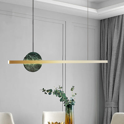 Lustre Contemporain de Luxe en Fer à Ligne Droite Ronde en Marbre LED pour Île pour Salon 