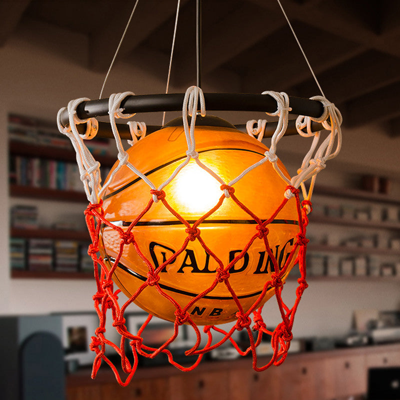 Moderne kreative Basketball Eisen Glas Mesh Seil 1-Licht Pendelleuchte 