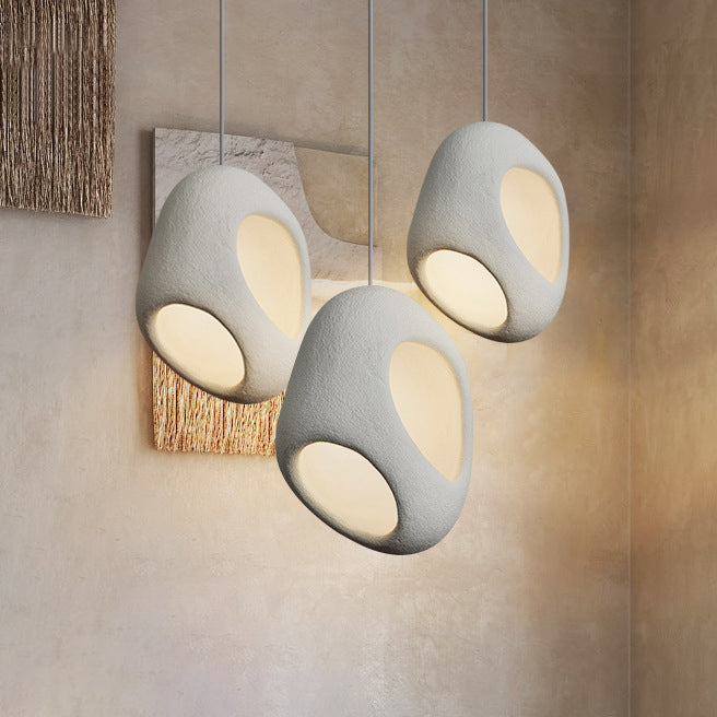Lustre suspendu à 1 lumière en polystyrène à armature en fer japonais traditionnel pour salle à manger 