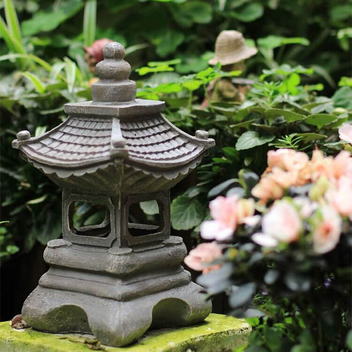 Japanische Zen Solar wasserdichte Pagoda Stein LED Outdoor Garten Dekoration Landschaftslicht 