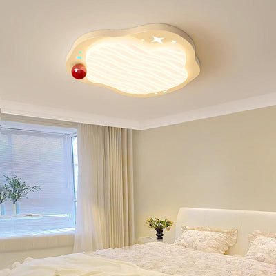 Plafonnier LED en forme d'œuf carré en fer PE pour enfants créatifs contemporains avec volants pour chambre 