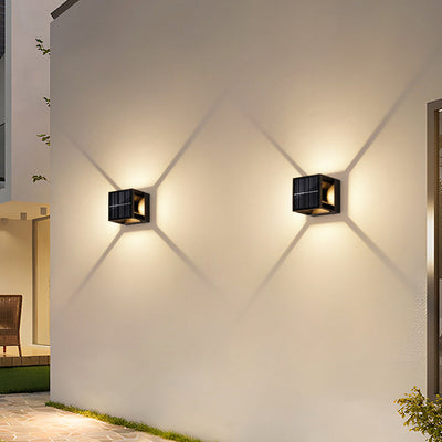 Zeitgenössische Einfachheit ABS Quadrat LED Solar Wasserdichte Outdoor Wand Leuchte Lampe Für Garten 