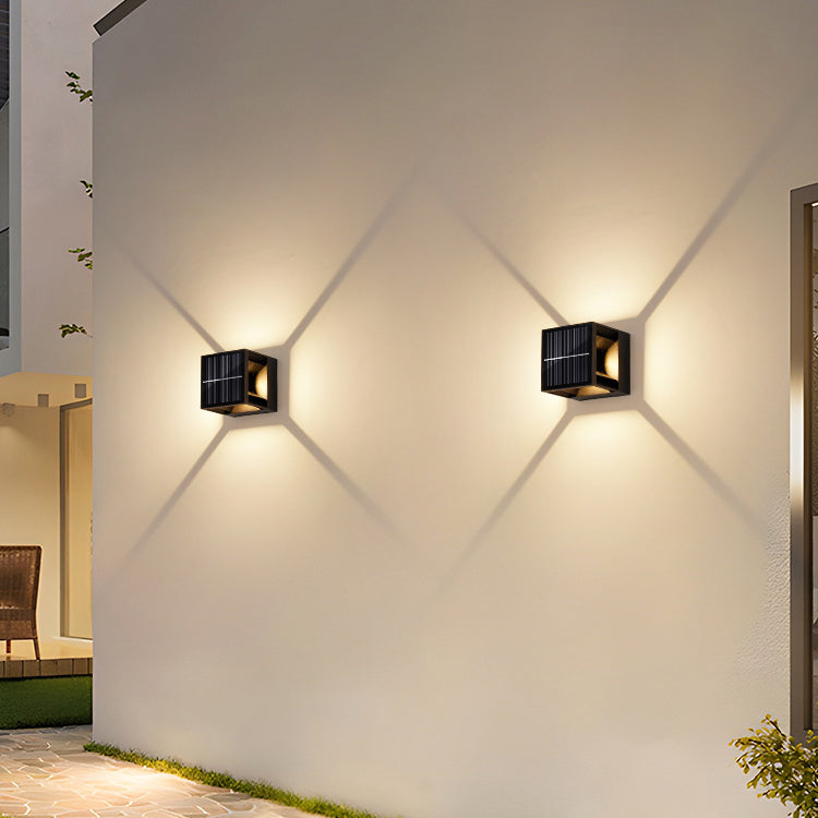 Zeitgenössische Einfachheit ABS Quadrat LED Solar Wasserdichte Outdoor Wand Leuchte Lampe Für Garten 
