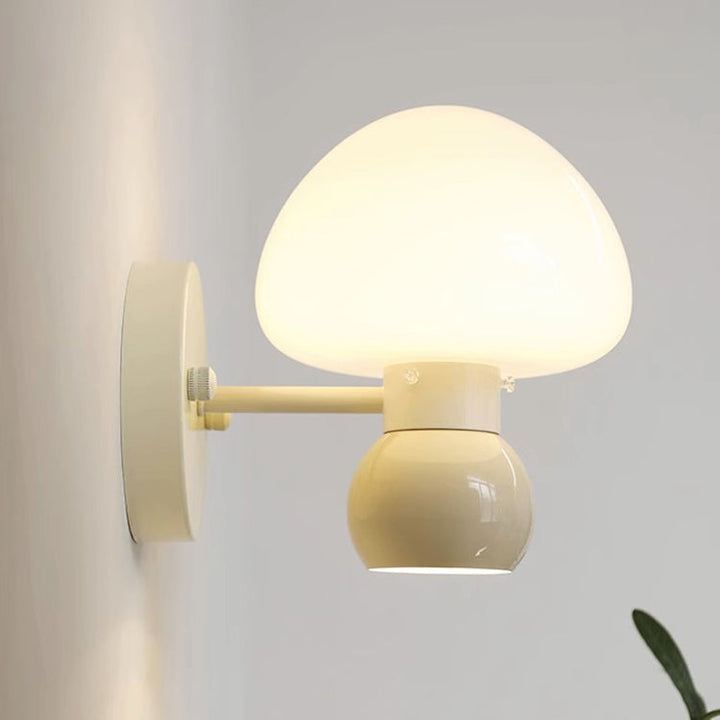 Applique Murale Contemporaine Créative Champignon en Verre et Fer à 1 Lumière Pour Chambre 
