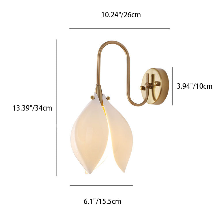 Zeitgenössische Retro-Keramik-Magnolienblumenform Eisenrahmen 1-Licht Wandleuchte für Schlafzimmer 