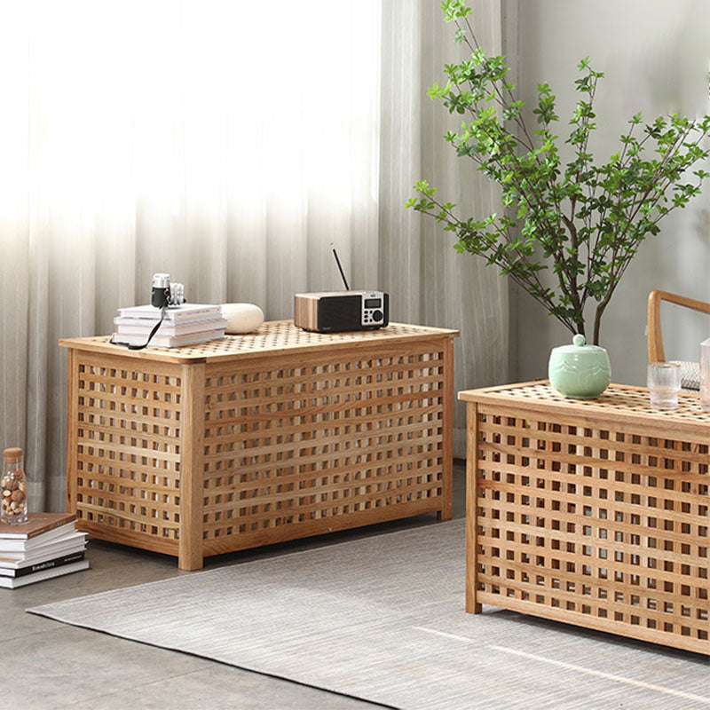 Traditioneller japanischer kubischer quadratischer rechteckiger Holz-Metall-Couchtisch mit 1 Ablage für das Wohnzimmer 