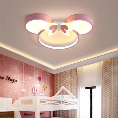 Modern Creative Minimalist Wrought Iron Cartoon Mouse LED Flush Mount Ceiling Light