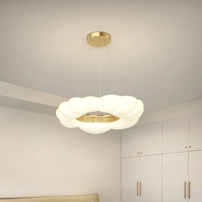 Lámpara colgante LED de hierro con forma de nube creativa contemporánea para sala de estar 