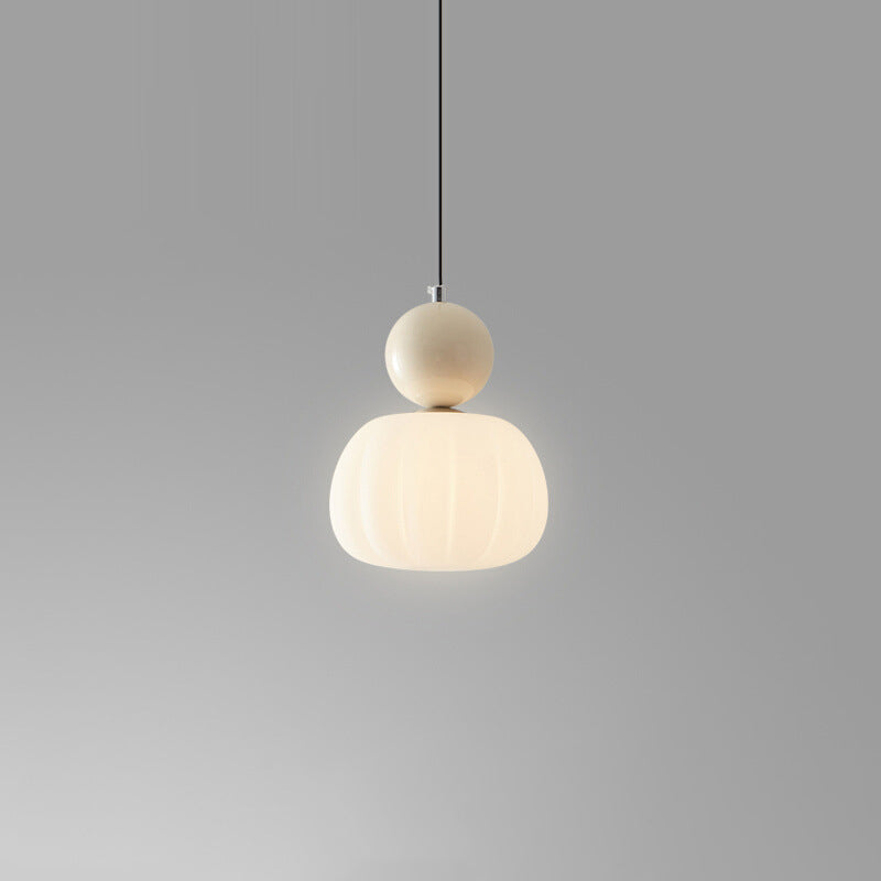 Moderne minimalistische runde Kürbis Eisen Acryl 1-Licht Pendelleuchte für Schlafzimmer 