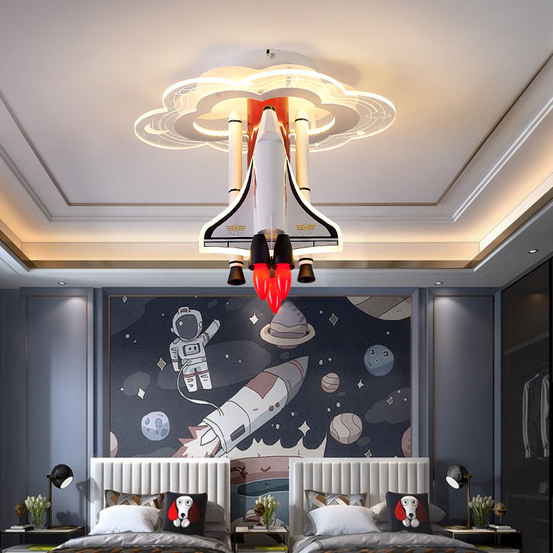 ضوء سقف للأطفال من الأكريليك LED مع تصميم صاروخ فضاء كرتوني عصري مبتكر لغرفة المعيشة 