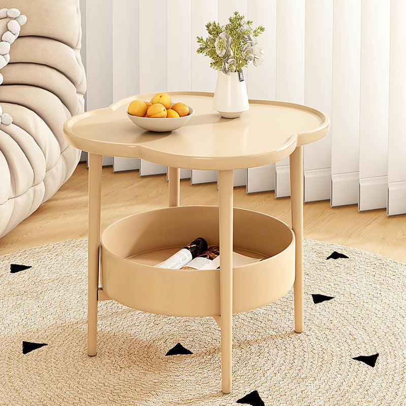 Table de bout rond à trèfle à quatre feuilles en PP moderne et simplicité à 2 niveaux pour salon 