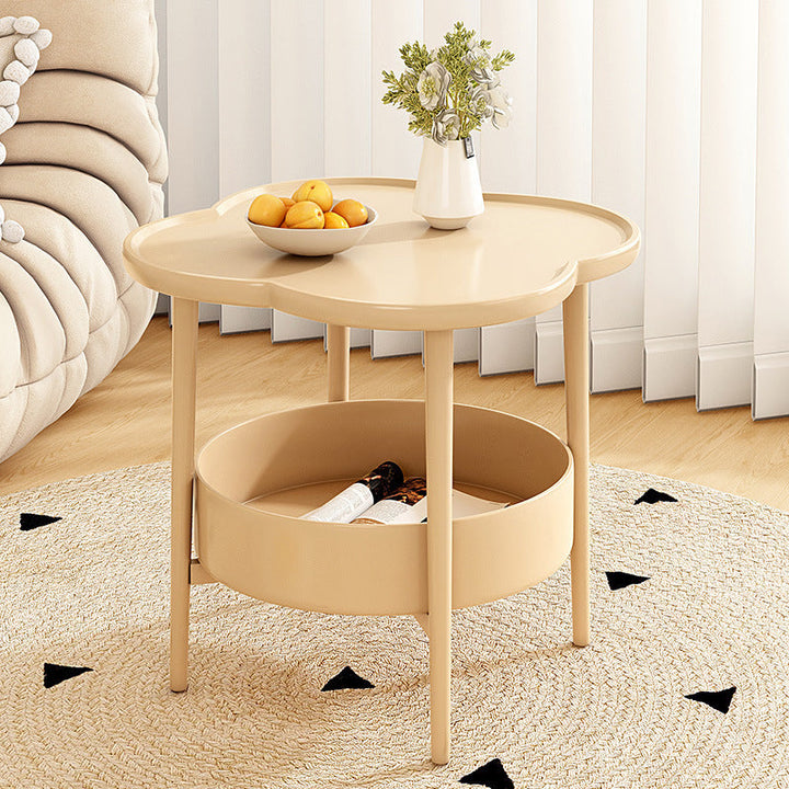 Table de bout rond à trèfle à quatre feuilles en PP moderne et simplicité à 2 niveaux pour salon 