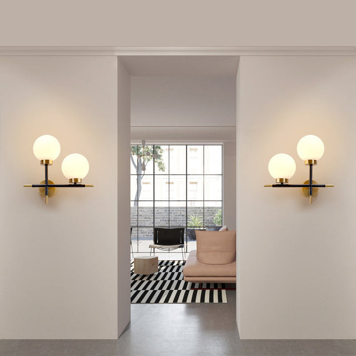 Zeitgenössische Einfachheit Eisen Magic Bean Molekularglas 2-Licht Wandleuchte Lampe für Wohnzimmer 