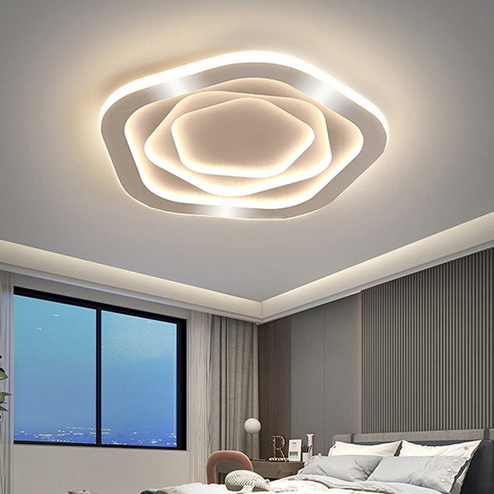 Plafonnier LED en forme de nuage avec fleur en fer rose de simplicité contemporaine pour salon 