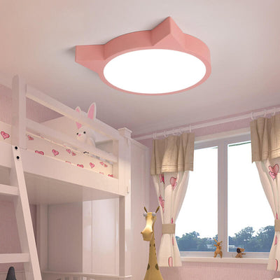 Nordic Macaron Cat Design LED Kids Flush Mount Ceiling Light