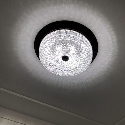 Zeitgenössische Retro Metall Glas Runde Ripple LED Unterputz Deckenleuchte für Wohnzimmer 