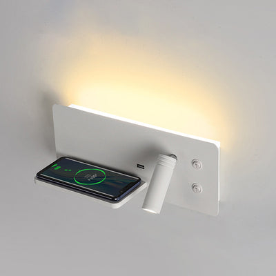 مصباح حائط عصري صناعي مستطيل LED قابل للشحن عبر USB قابل للدوران لغرفة النوم 
