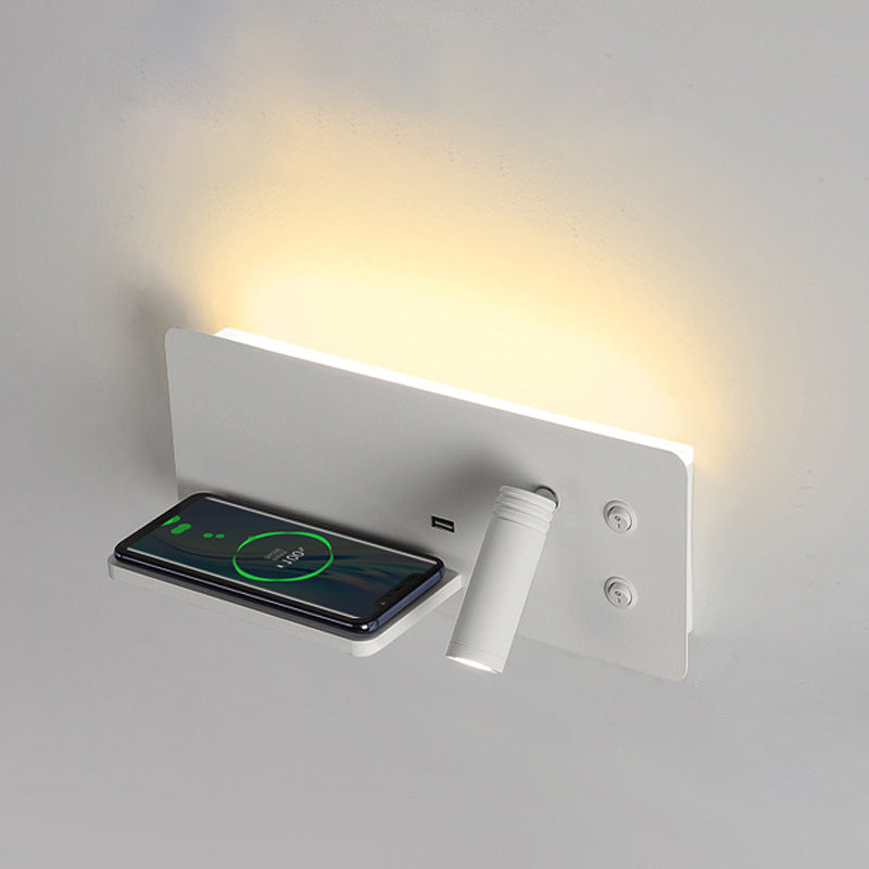 مصباح حائط عصري صناعي مستطيل LED قابل للشحن عبر USB قابل للدوران لغرفة النوم 