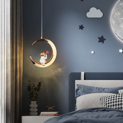Modern Creative Astronaut Moon LED Kids Pendant Light