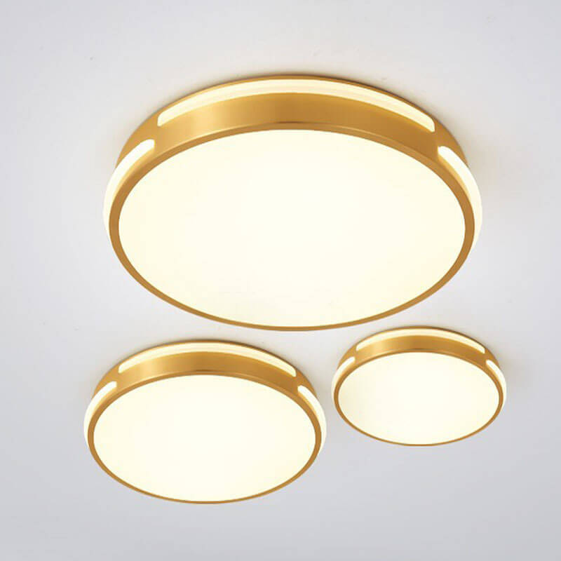Modern Light Luxury Gold Round Copper Acrylic LED Flush Mount Ceiling Light