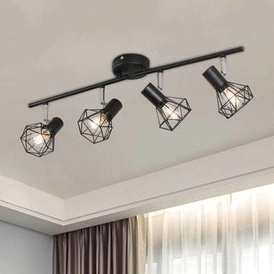 Luz de techo semiempotrada giratoria de 4 luces con jaula de aluminio minimalista industrial 
