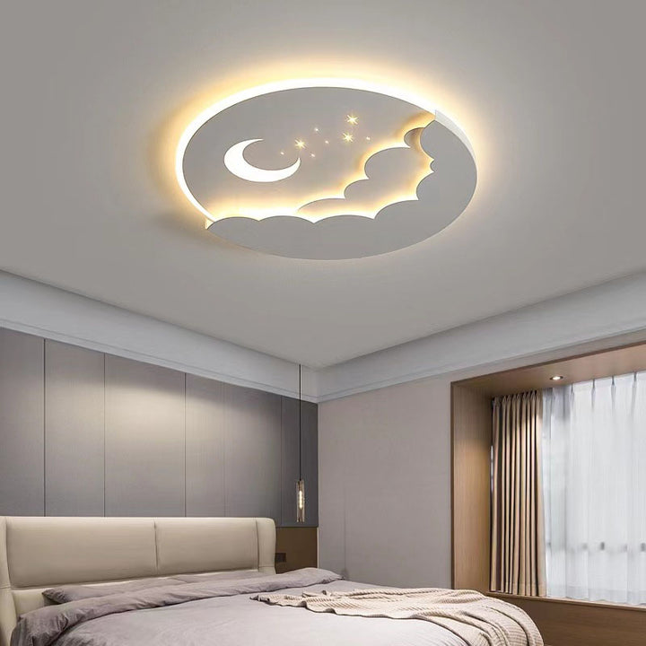 Moderne Einfachheit Runde Mond Eisen Aluminium Acryl LED Deckenleuchte für Schlafzimmer 
