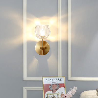 Moderne Mid-Century Kristall Ball Eisen gerade Pole 1-Licht Wandleuchte Lampe für Wohnzimmer 