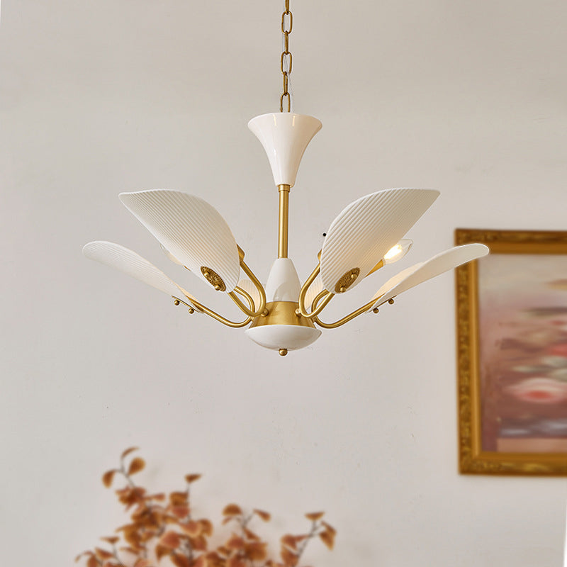 Chandelier traditionnel vintage rond en céramique cuivrée pour chips de pomme de terre 3/5 lumières pour salon 