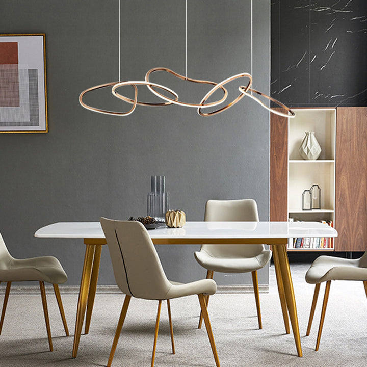 Lustres toroïdaux ronds nordiques contemporains d'acier inoxydable de LED pour la salle à manger 