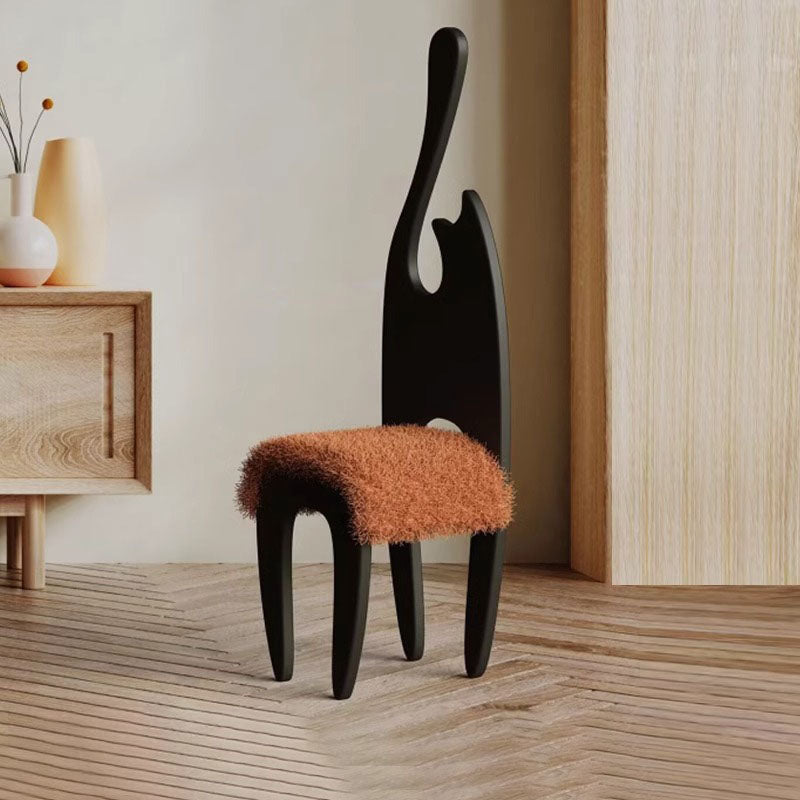 Contemporary Creative Rectangular Cat Ash Wood Fabric Chair Backrest For Living Room