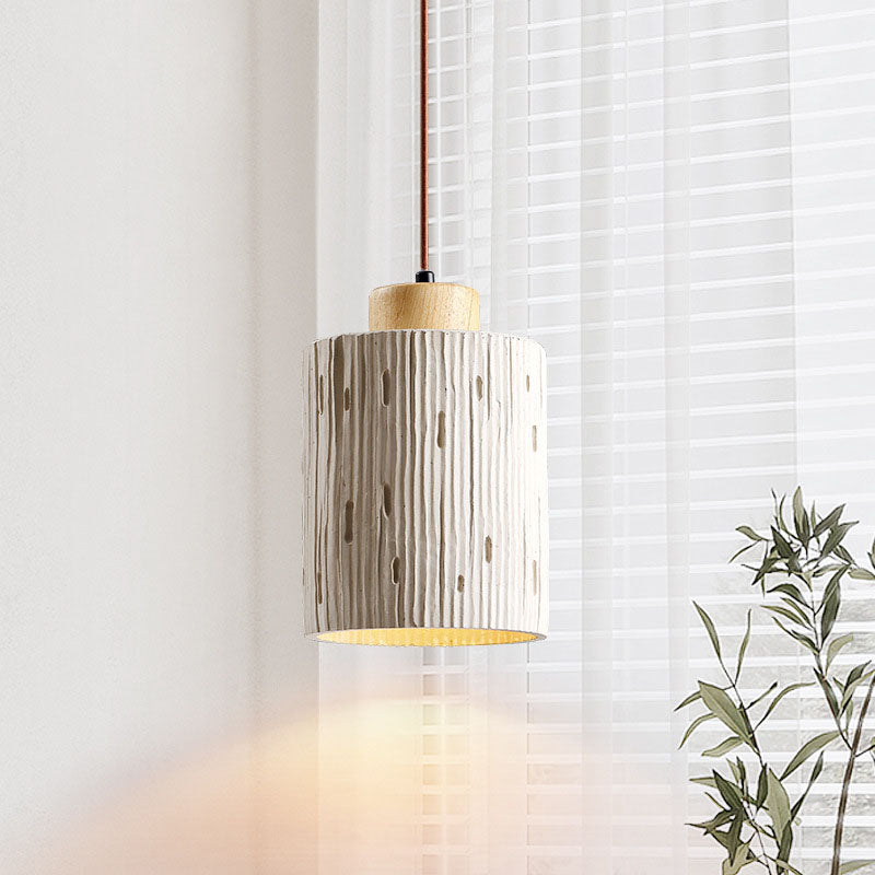 Modern Minimalist Cylinder High Mixed Clay 1-Light Pendant Light For Living Room