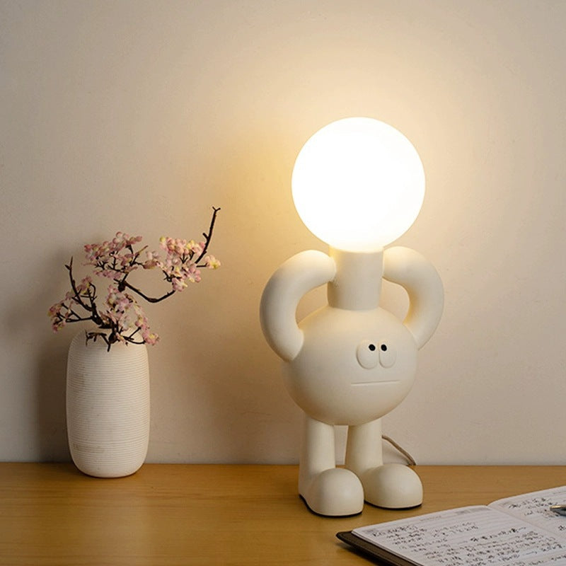Moderne nordische Harzglaskugel Cartoon Charakter 1-flammige Tischlampe für das Bett 