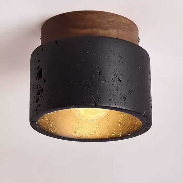 Plafonnier moderne minimaliste en pierre cylindrique avec 1 lumière pour chambre 