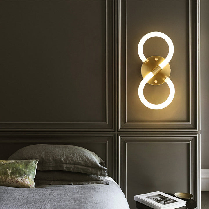 Zeitgenössische kreative Messing Acryl Runde Oval Figur Sechs Acht Brief LED Wandleuchte Lampe für Flur 