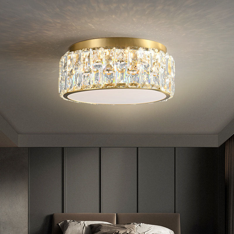Contemporáneo Escandinavo Cilíndrico de Cobre Cristal 4/6 Luces de Montaje al Ras para Techo en Dormitorio 