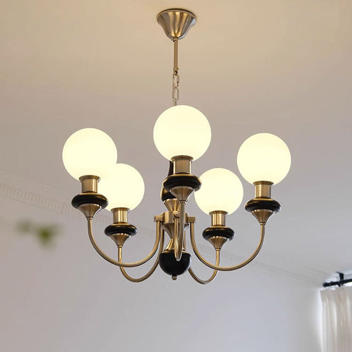 Traditioneller Vintage-Zweig mit gebogener Stange, Eisen, Holz, Glas, 3/5/6 Lichter, Kronleuchter für Wohnzimmer 