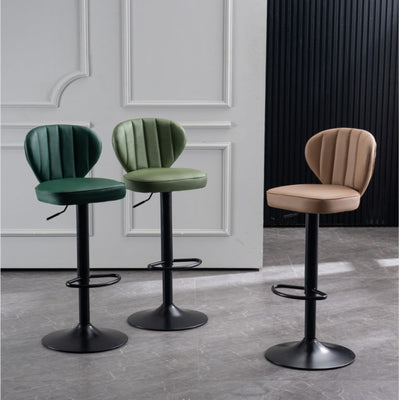 Tabouret de bar carré moderne minimaliste en cuir avec dossier et repose-pieds pour salle à manger 