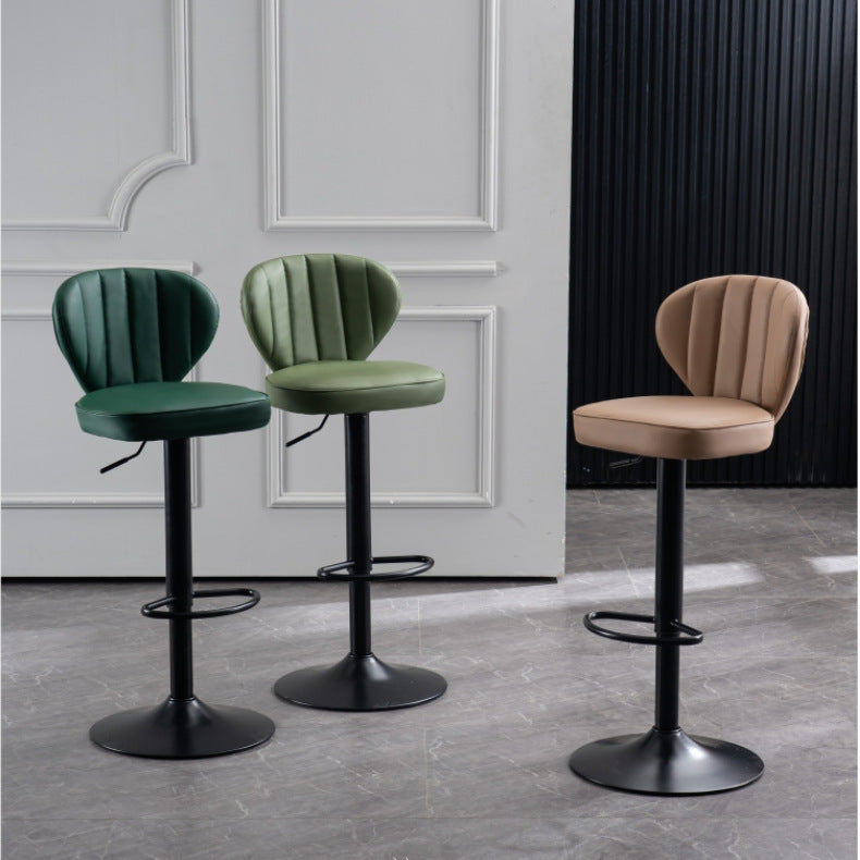 Tabouret de bar carré moderne minimaliste en cuir avec dossier et repose-pieds pour salle à manger 