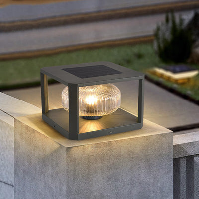 Modern Simplicity Solar étanche en acier inoxydable aluminium verre cube boule 1-lumière éclairage paysager lumière extérieure pour patio extérieur 