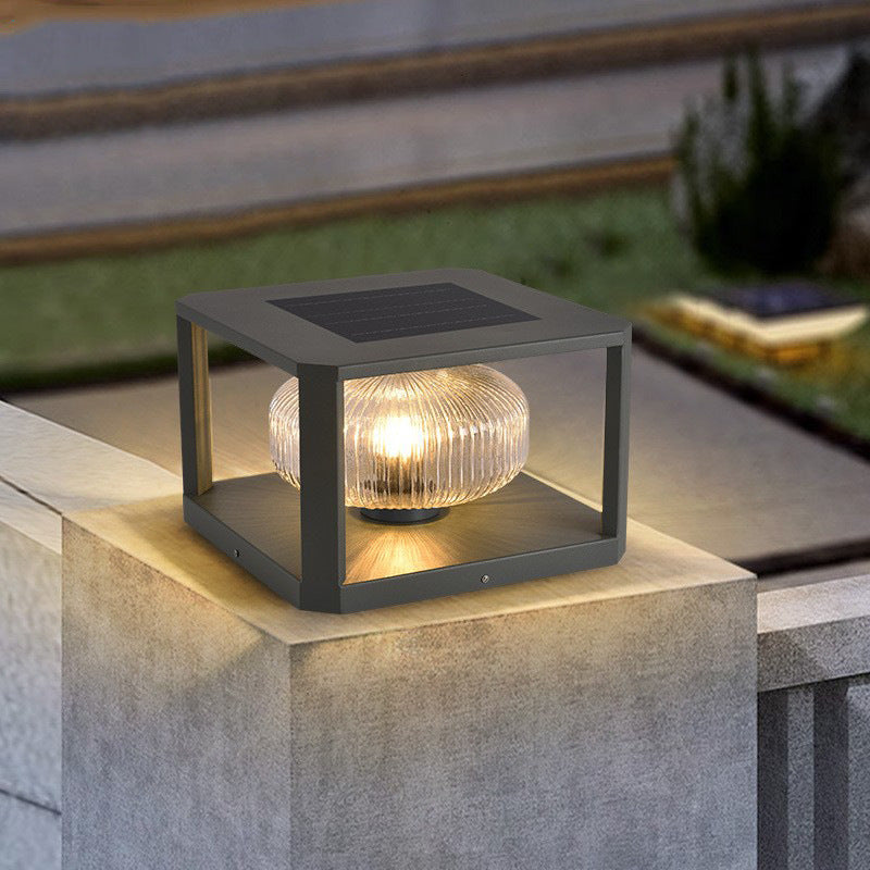 Modern Simplicity Solar étanche en acier inoxydable aluminium verre cube boule 1-lumière éclairage paysager lumière extérieure pour patio extérieur 