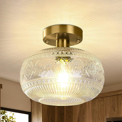 Luz de techo semiempotrada de 1 luz de hierro cristalino de vidrio esférico con patrón redondo minimalista moderno para sala de estar 