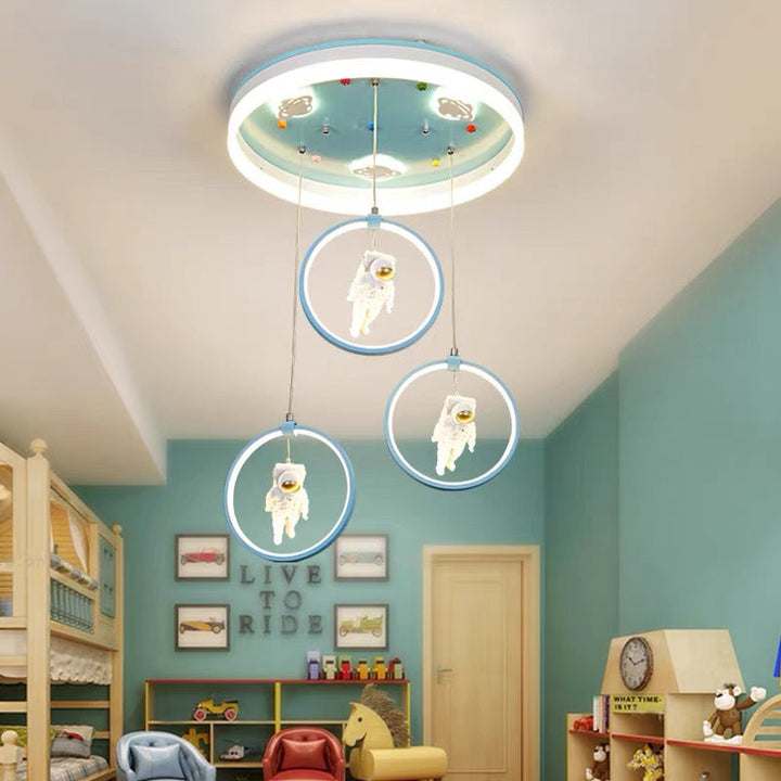 Plafonnier LED en acrylique et fer de style Art Déco moderne rond Astronaute Princesse Fée pour chambre à coucher 