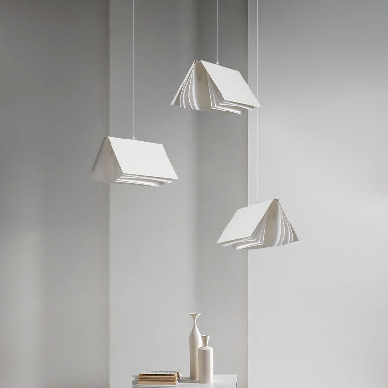 Contemporary Creative Book Shape Iron PC Fabric 1-Light Pendant Light For Living Room