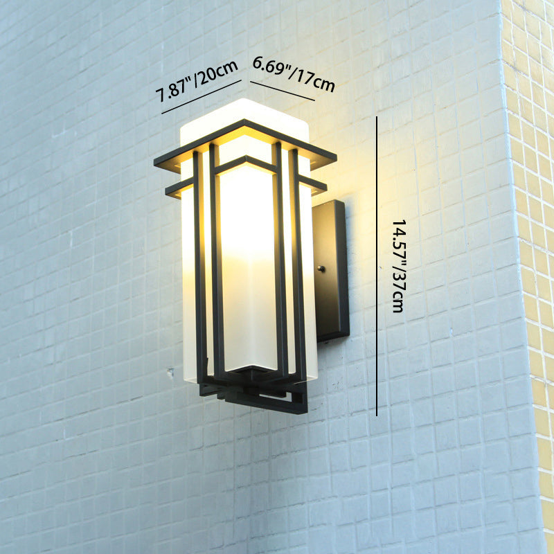 Applique murale moderne minimaliste rectangulaire en alliage étanche avec verre à 1 lumière pour patio extérieur 
