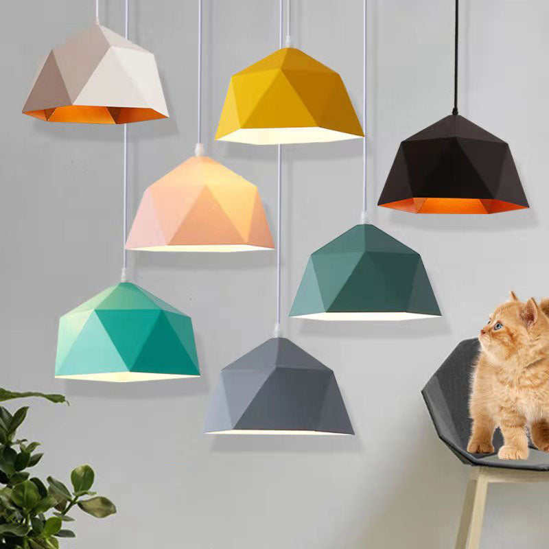 Modern Macaroon Iron Geometric Lozenge 1-Light Pendant Light