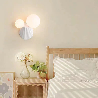 Moderne minimalistische runde Tischkugel Harz PE 2-Licht Wandleuchte Lampe für Schlafzimmer 