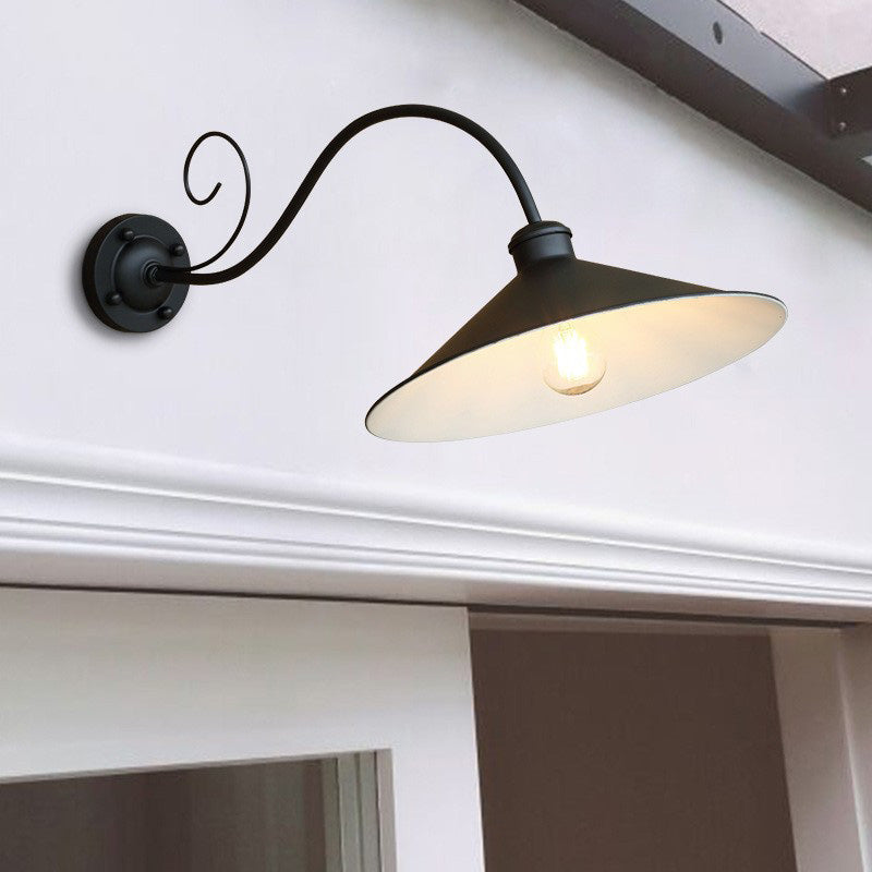 Zeitgenössische Retro wasserdichte Eisen Runde 1-Licht Wandleuchte Lampe für Garten 