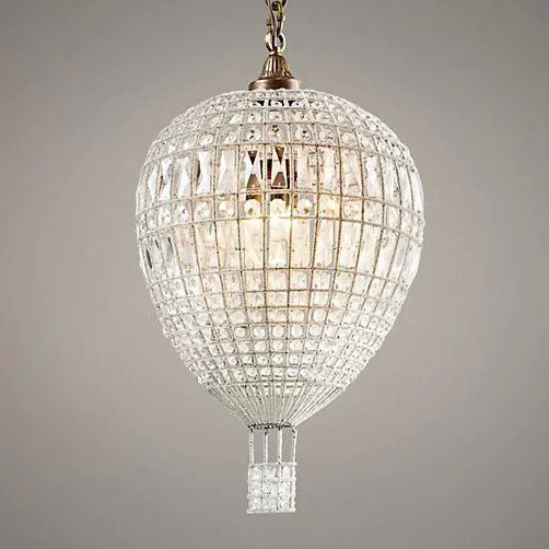 Candelabro Moderno de Hierro Cristal con Forma de Globo Aerostático Art Deco 1/3/6 Luces para Sala de Estar 
